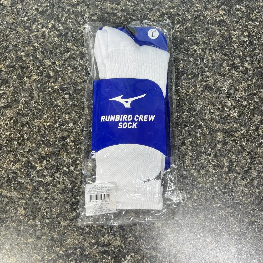 Mizuno Runbird Crew Sock Mens Large Performance Athletic Arch Support Padded Hee